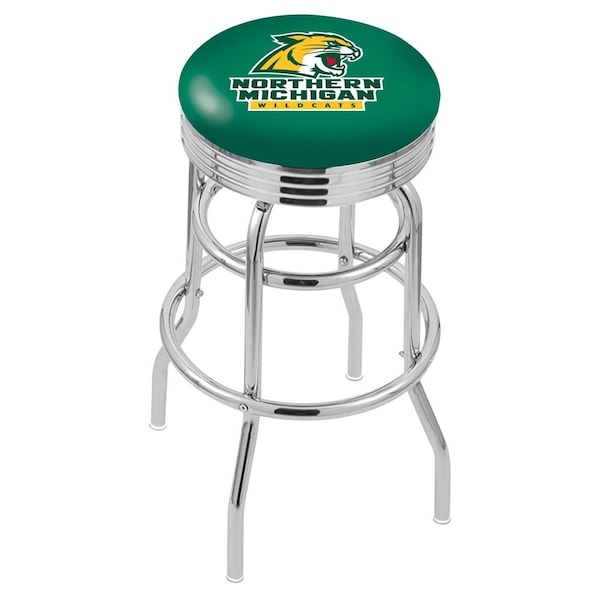 Holland Bar Stool Co 25" Chrome 2-Ring Northern Michigan Swivel Bar Stool, Accent Ring - L7C3C25NORMIC