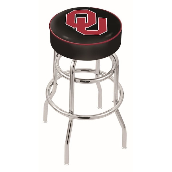 Holland Bar Stool Co 25" 4" Oklahoma Cushion Seat, Double-Ring Chrome Swivel Bar Stool - L7C125OKLHMA