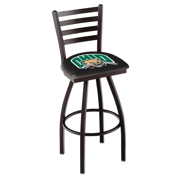 Holland Bar Stool Co 30" Blk Wrinkle Ohio University Swivel Bar Stool, Ladder Back - L01430UNIVOH