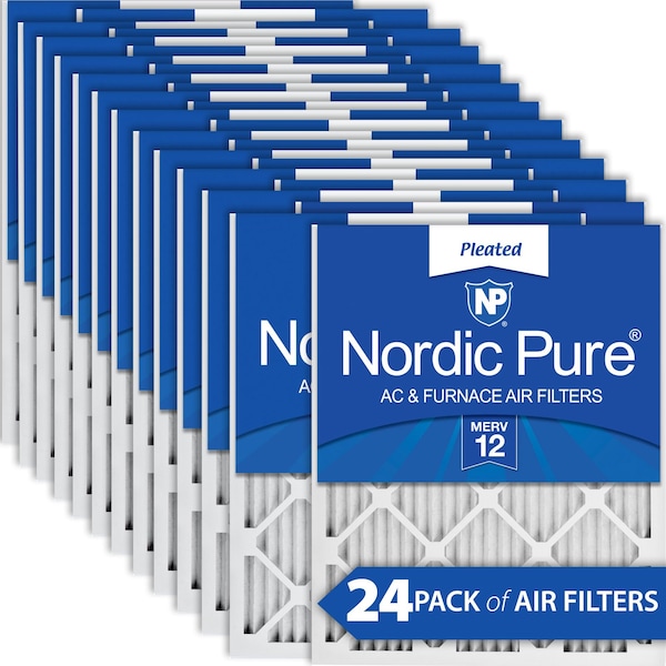 Nordic Pure 14x24x1 Pleated Air Filter, High Capacity, Electrostatically Charged Synthetic Media, MERV 12 - 14X24X1M12-24