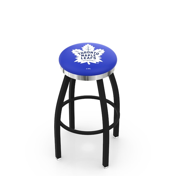 Holland Bar Stool Co 30" Blk Wrinkle Toronto Maple Leafs Swivel Bar Stool, Chrome Ring - L8B2C30TORMPL