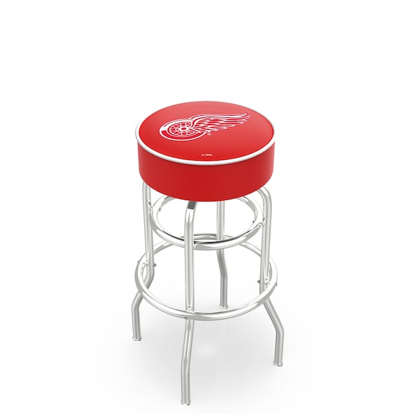 Holland Bar Stool Co 25" Detroit Red Wings Cushion Seat, 2-Ring Chrome Swivel Bar Stool - L7C125DETRED