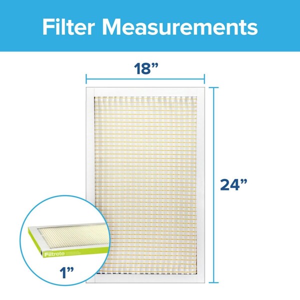 Scotch 18x24x1 Pollen Pleated Air Filter, MERV 7 - CL21-4