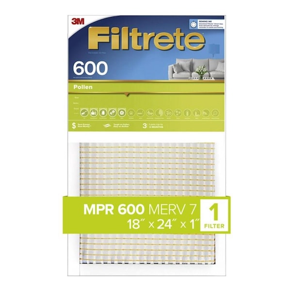 Scotch 18x24x1 Pollen Pleated Air Filter, MERV 7 - CL21-4