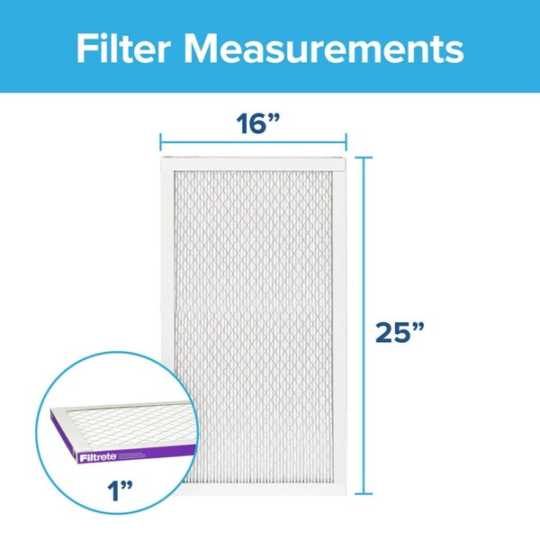 3M 16x25x1 Ultra Allergen Pleated Air Filter, MERV 12 - 2001DC-6