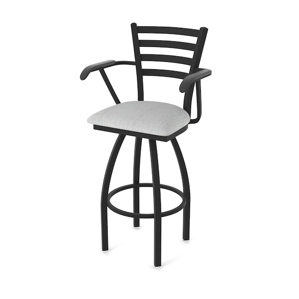 Holland Bar Stool Co Jackie with Arms 30 in. Swivel Bar Stool with Black Wrinkle Finish and Graph Alpine Seat - 415