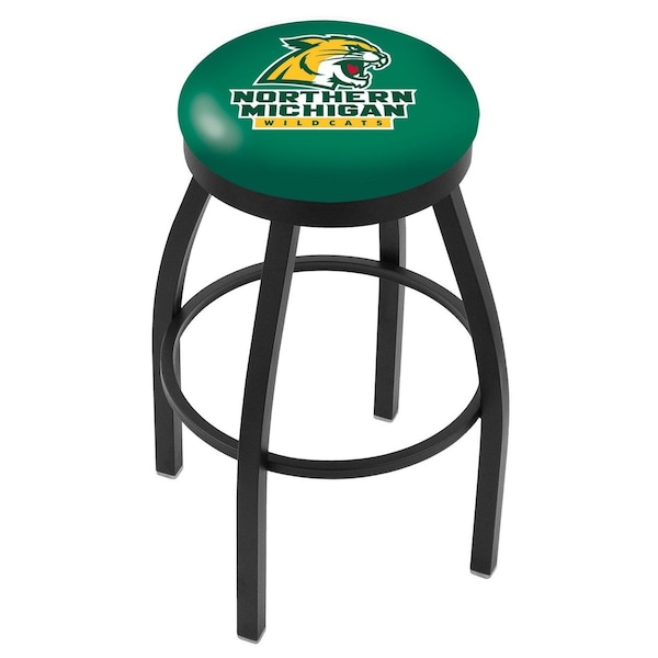 Holland Bar Stool Co 30" Blk Wrinkle Northern Michigan Swivel Bar Stool, Accent Ring - L8B2B30NORMIC