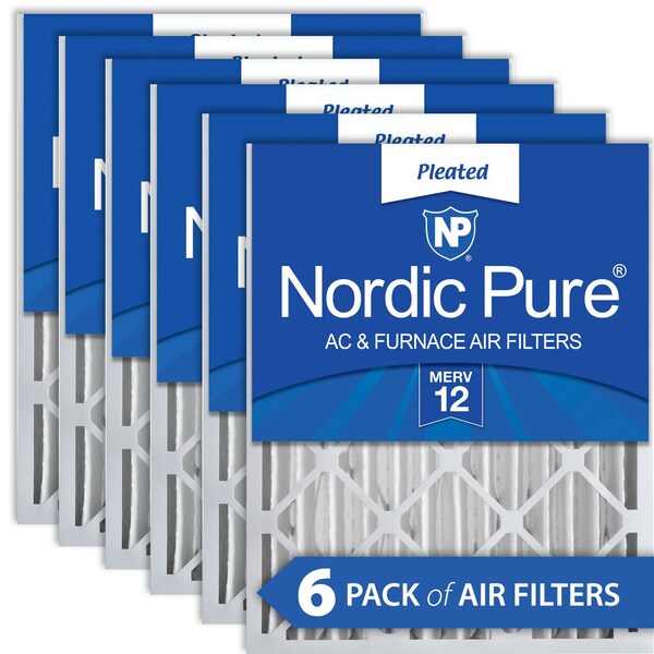 Nordic Pure 16x20x4 Pleated Air Filter, High Capacity, Electrostatically Charged Synthetic Media, MERV 12, 6 PK - 16X20X4M12-6