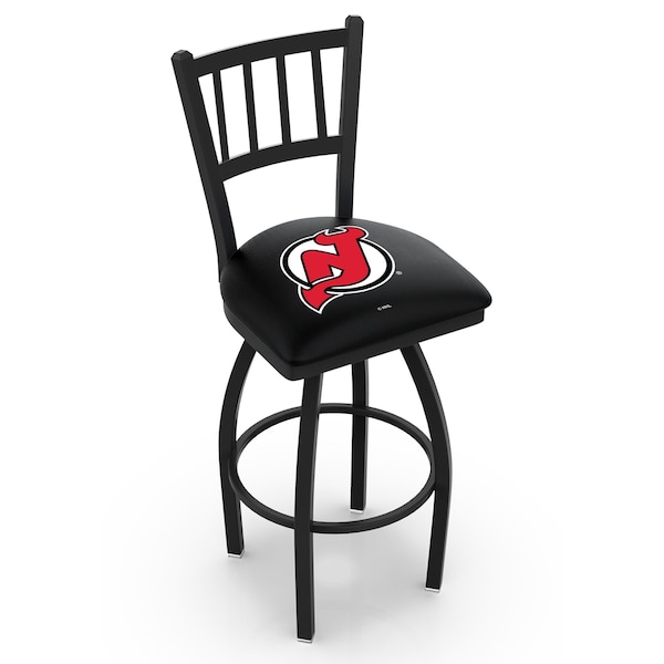 Holland Bar Stool Co 30" Blk Wrinkle New Jersey Devils Swivel Bar Stool, Jailhouse Back - L01830NJDEVL