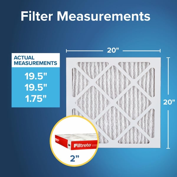 3M 20x20x2 1000MPR Filtrete Pleated Air Filter - NADP02-2IN-4