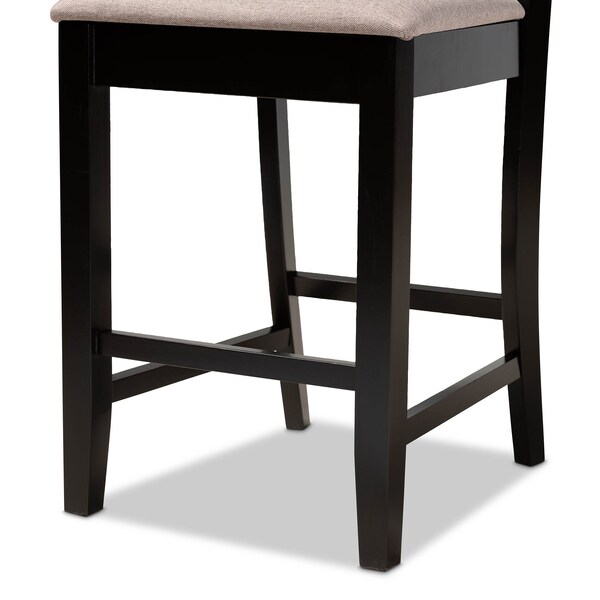 Baxton Studio Devon Sand Upholstered and Espresso Wood 2-Piece Pub Chair Set - 166-10766