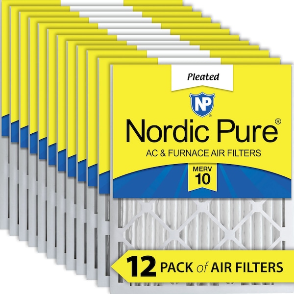 Nordic Pure 20x20x2 Pleated Air Filter, High Capacity, Electrostatically Charged Synthetic Media, MERV 10 - 20X20X2M10-12