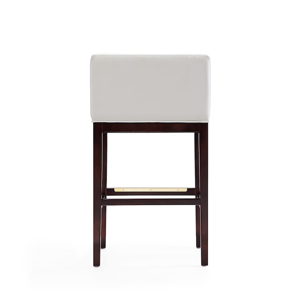 Manhattan Comfort Kingsley Barstool in Ivory and Dark Walnut (Set of 3) - 3-BS012-IV