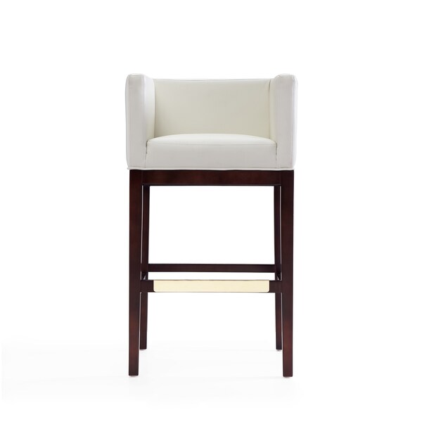Manhattan Comfort Kingsley Barstool in Ivory and Dark Walnut (Set of 3) - 3-BS012-IV