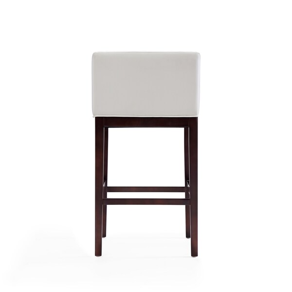 Manhattan Comfort Kingsley Barstool in Ivory and Dark Walnut (Set of 3) - 3-BS012-IV