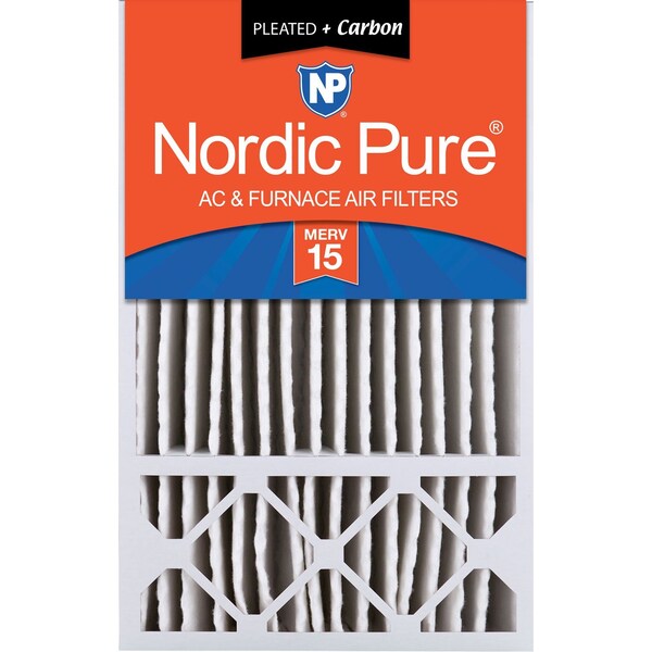 Nordic Pure 16x25x5 Plus Carbon Pleated Air Filter, High Capacity, MERV 15 - 16X25X5HM15+C-1