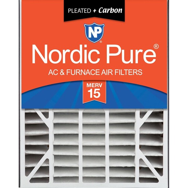 Nordic Pure 20x25x5 Plus Carbon Pleated Air Filter, High Capacity, MERV 15 - 20X25X5ABM15+C-1