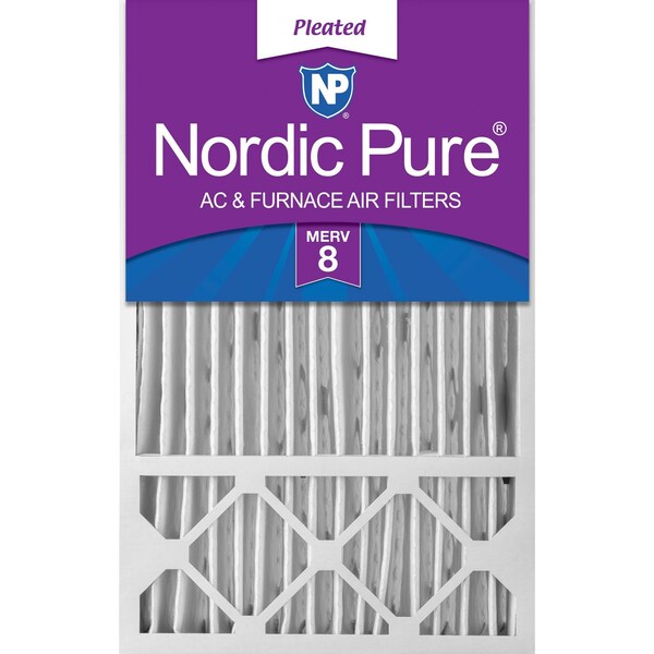 Nordic Pure 16x25x5 Pleated Air Filter, High Capacity, Electrostatically Charged Synthetic Media, MERV 8 - 16X25X5HM8-1