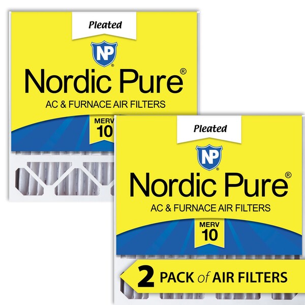 Nordic Pure 20x20x5 Pleated Air Filter, High Capacity, Electrostatically Charged Synthetic Media, MERV 10, 2 PK - 20X20X5HM10-2
