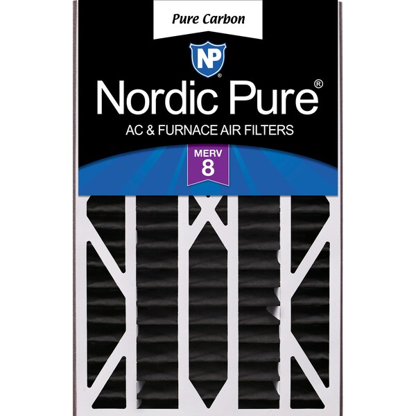 Nordic Pure 16x25x3 Pure Carbon Pleated Air Filter, High Capacity, MERV 8 - 16X25X3ABPCP-1