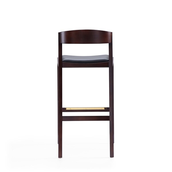 Manhattan Comfort Klismos Barstool in Black and Dark Walnut - BS014-BK