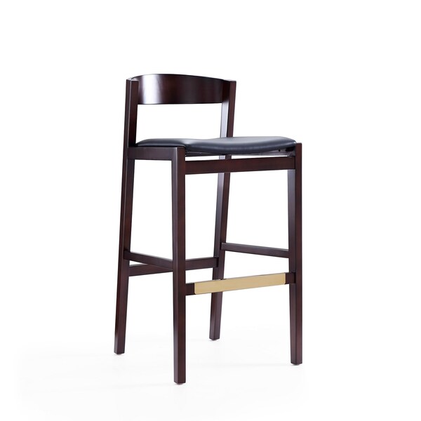 Manhattan Comfort Klismos Barstool in Black and Dark Walnut - BS014-BK