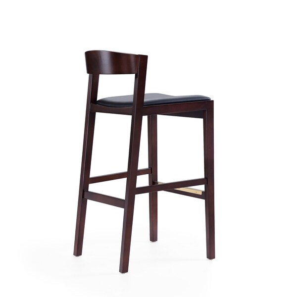 Manhattan Comfort Klismos Barstool in Black and Dark Walnut - BS014-BK
