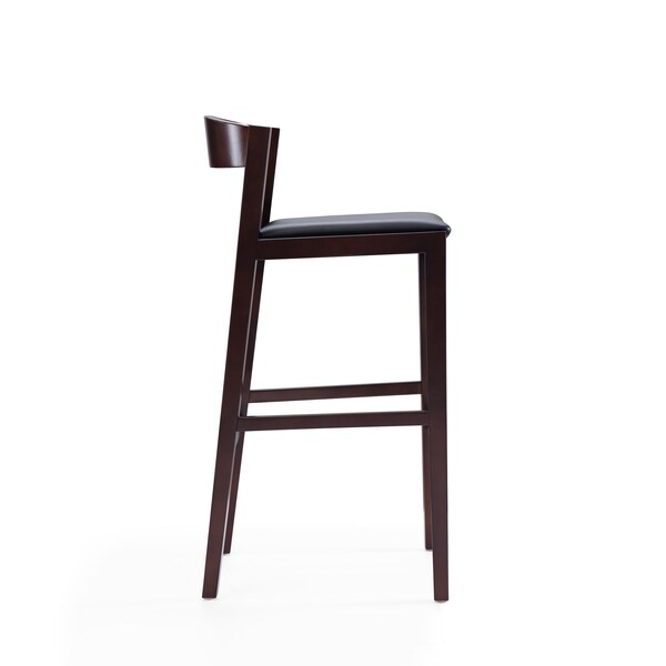 Manhattan Comfort Klismos Barstool in Black and Dark Walnut - BS014-BK