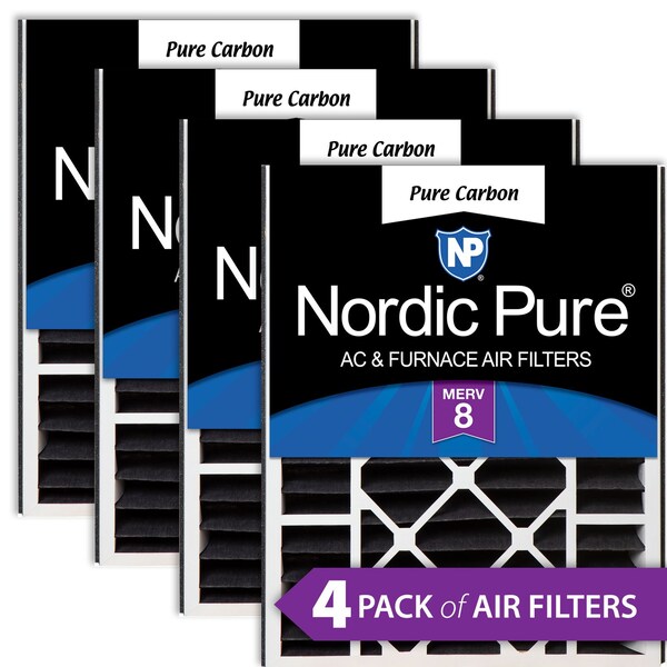 Nordic Pure 20x25x5 Pure Carbon Pleated Air Filter, High Capacity, MERV 8, 4 PK - 20X25X5ABPCP-4