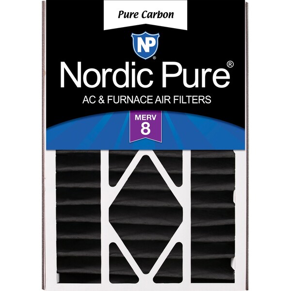 Nordic Pure 16x25x5 Pure Carbon Pleated Air Filter, High Capacity, MERV 8 - 16X25X5ABPCP-1