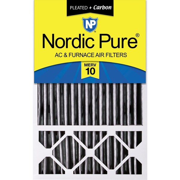 Nordic Pure 16x25x5 Plus Carbon Pleated Air Filter, High Capacity, MERV 10 - 16X25X5HPM10C-1