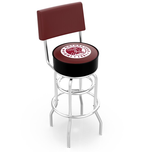 Holland Bar Stool Co 25" Chrome 2-Ring Indian Motorcycle Swivel Bar Stool, Back - L7C425INDN-HD