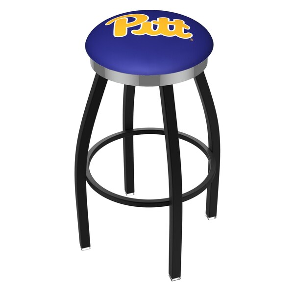 Holland Bar Stool Co 30" Blk Wrinkle Penn State Swivel Bar Stool, Chrome Ring - L8B2C30PITTSB
