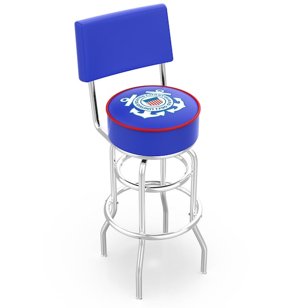 Holland Bar Stool Co 30" Chrome 2-Ring U.S. Coast Guard Swivel Bar Stool, Back - L7C430CSTGRD