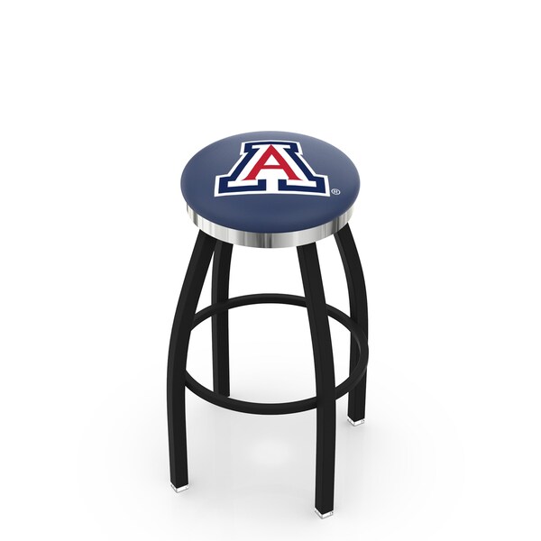 Holland Bar Stool Co 30" Blk Wrinkle Arizona Swivel Bar Stool, Chrome Ring - L8B2C30ARIZUN
