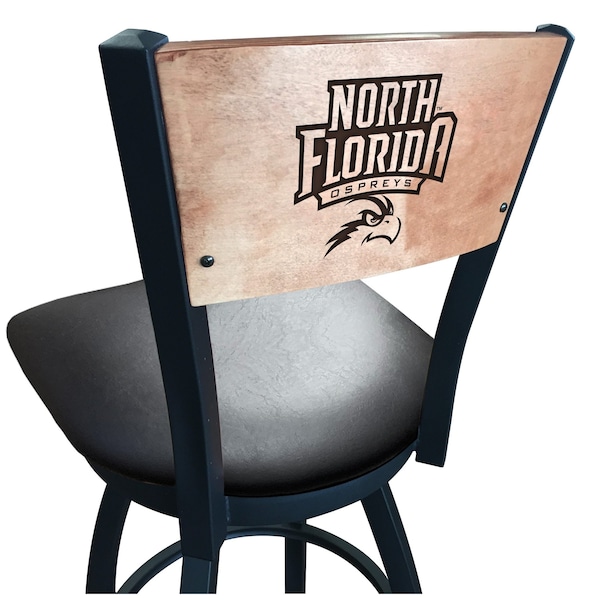 Holland Bar Stool Co 25" Blk Wrinkle North Florida Swivel Bar Stool, Laser Engraved Back - L03825BWMEDMPLANORFLABLKVINYL