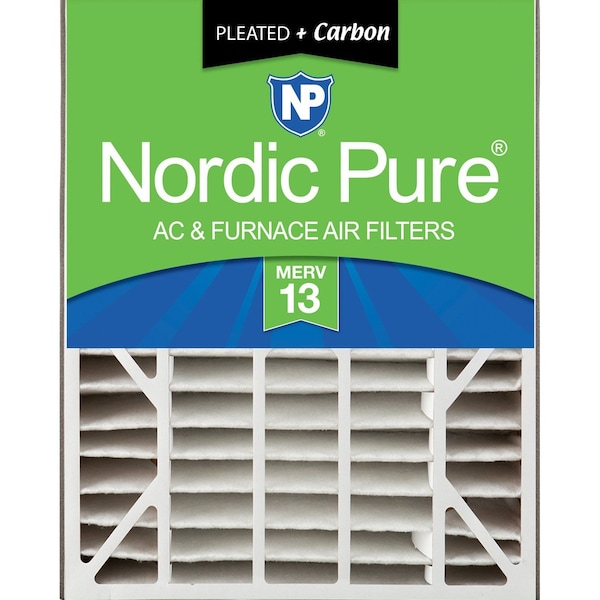 Nordic Pure 20x25x5 Plus Carbon Pleated Air Filter, High Capacity, MERV 13 - 20X25X5ABM13+C-1