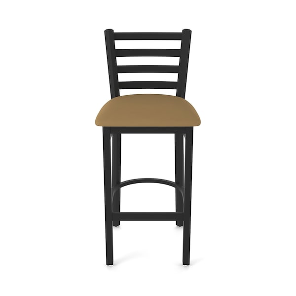 Holland Bar Stool Co 30" Stationary Bar Stool, Black Wrinkle, Canter Saddle Seat - 40030BW012