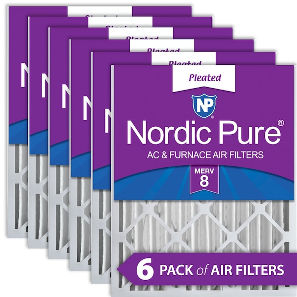 Nordic Pure 12x24x4 Pleated Air Filter, High Capacity, Electrostatically Charged Synthetic Media, MERV 8, 6 PK - 12X24X4M8-6
