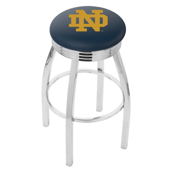 Holland Bar Stool Co 30" Chrome Notre Dame (ND) Swivel Bar Stool, Accent Ring - L8C3C30ND-ND