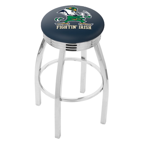 Holland Bar Stool Co 30" Chrome Notre Dame Leprechaun Swivel Bar Stool, Accent Ring - L8C3C30ND-LEP