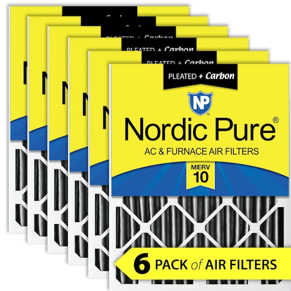 Nordic Pure 18x24x4 Plus Carbon Pleated Air Filter, High Capacity, MERV 10, 6 PK - 18X24X4PM10C-6