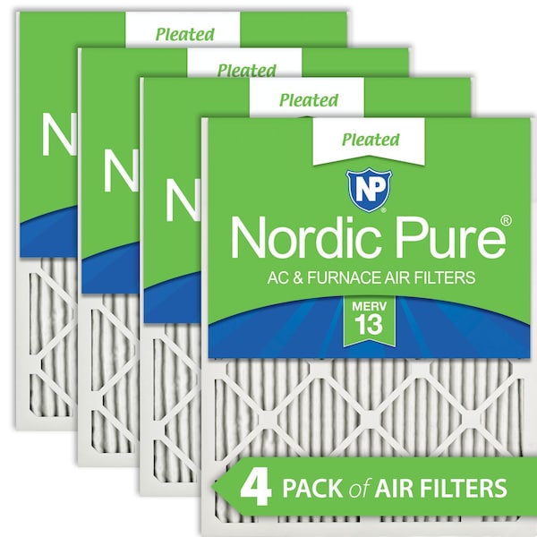 Nordic Pure 18x25x1 Pleated Air Filter, High Capacity, Electrostatically Charged Synthetic Media, MERV 13, 4 PK - 18X25X1M13-4