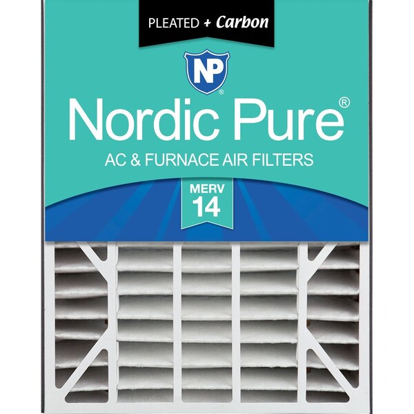 Nordic Pure 20x25x5 Plus Carbon Pleated Air Filter, High Capacity, MERV 14 - 20X25X5ABM14+C-1