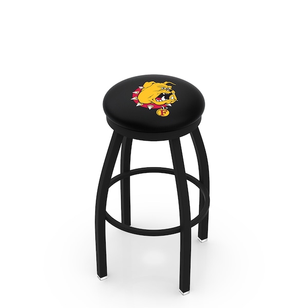 Holland Bar Stool Co 25" Blk Wrinkle Ferris State Swivel Bar Stool, Accent Ring - L8B2B25FERRST