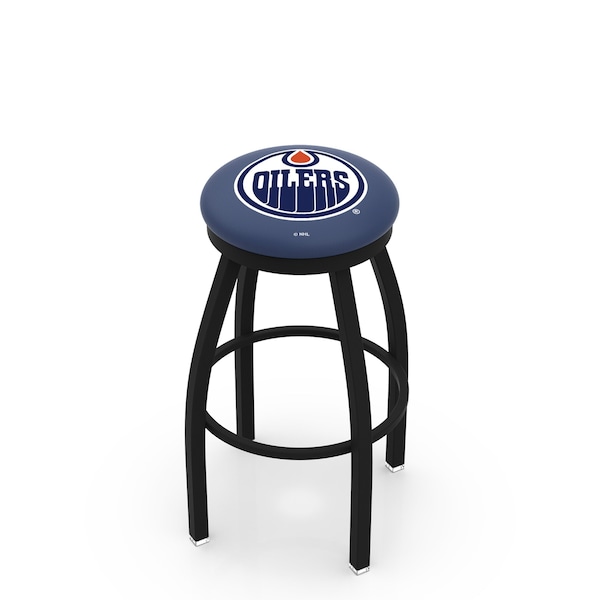 Holland Bar Stool Co 25" Blk Wrinkle Edmonton Oilers Swivel Bar Stool, Accent Ring - L8B2B25EDMOIL
