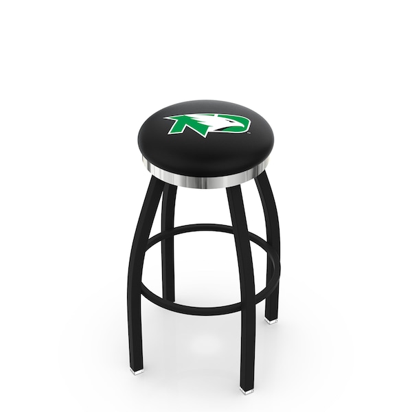 Holland Bar Stool Co 25" Blk Wrinkle North Dakota Swivel Bar Stool, Chrome Ring - L8B2C25NORDAK