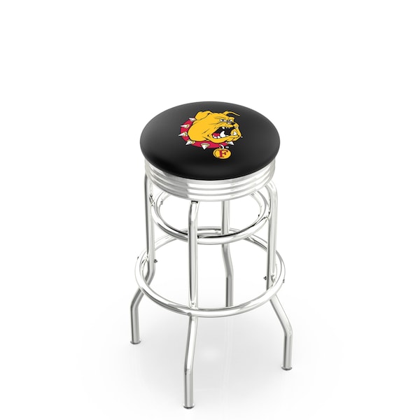 Holland Bar Stool Co 30" Chrome 2-Ring Ferris State Swivel Bar Stool, Accent Ring - L7C3C30FERRST