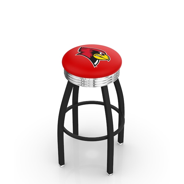 Holland Bar Stool Co 30" Blk Wrinkle Illinois State Swivel Bar Stool, Chrome Ring - L8B3C30ILLSTU