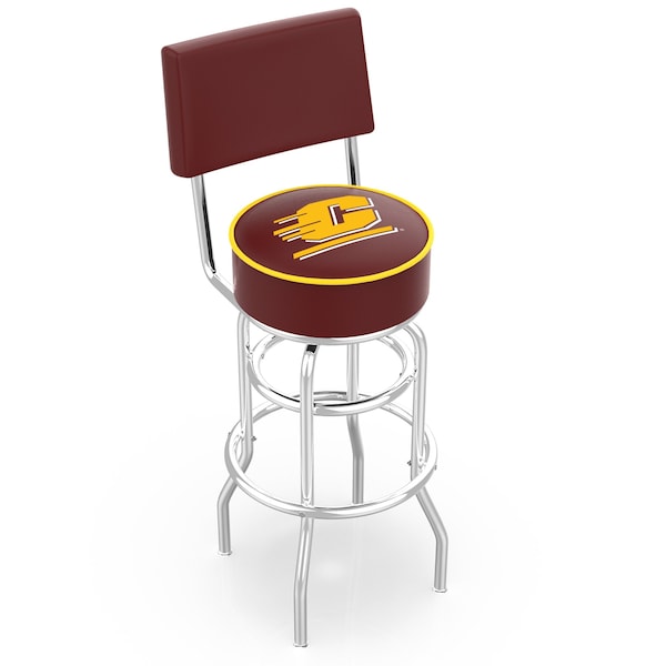 Holland Bar Stool Co 30" Chrome 2-Ring Central Michigan Swivel Bar Stool, Back - L7C430CENMIC